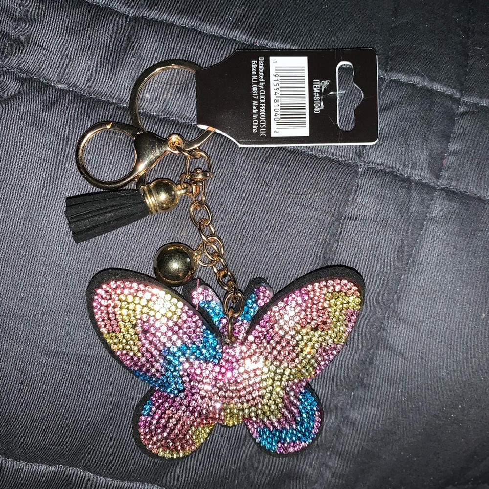 Beautiful Beaded Butterfly Keyring